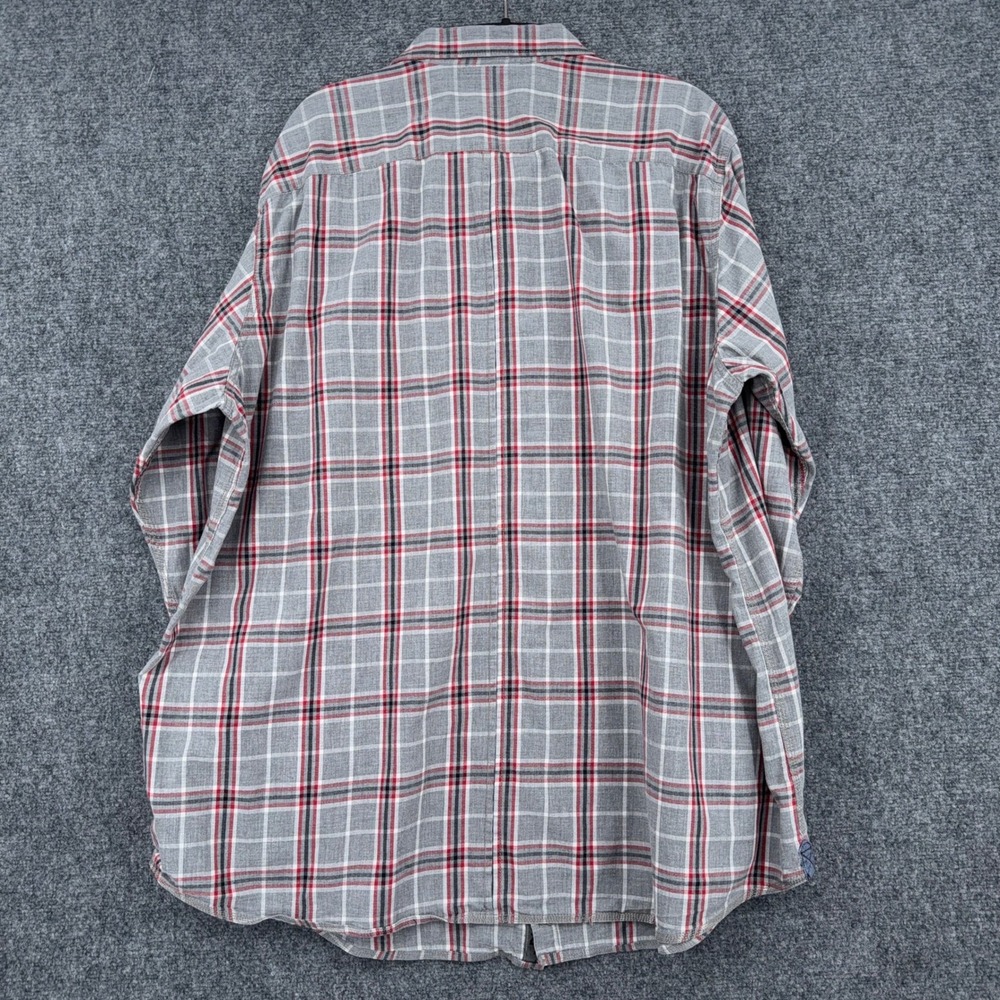 DKNY Jeans Plaid Button Down Shirt Mens 2XLT 100% Cotton Gray Red - Picture 2 of 7